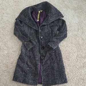 Soia & Kyo Y2K Black White Tweed Wool Mohair Blend Trench Coat S